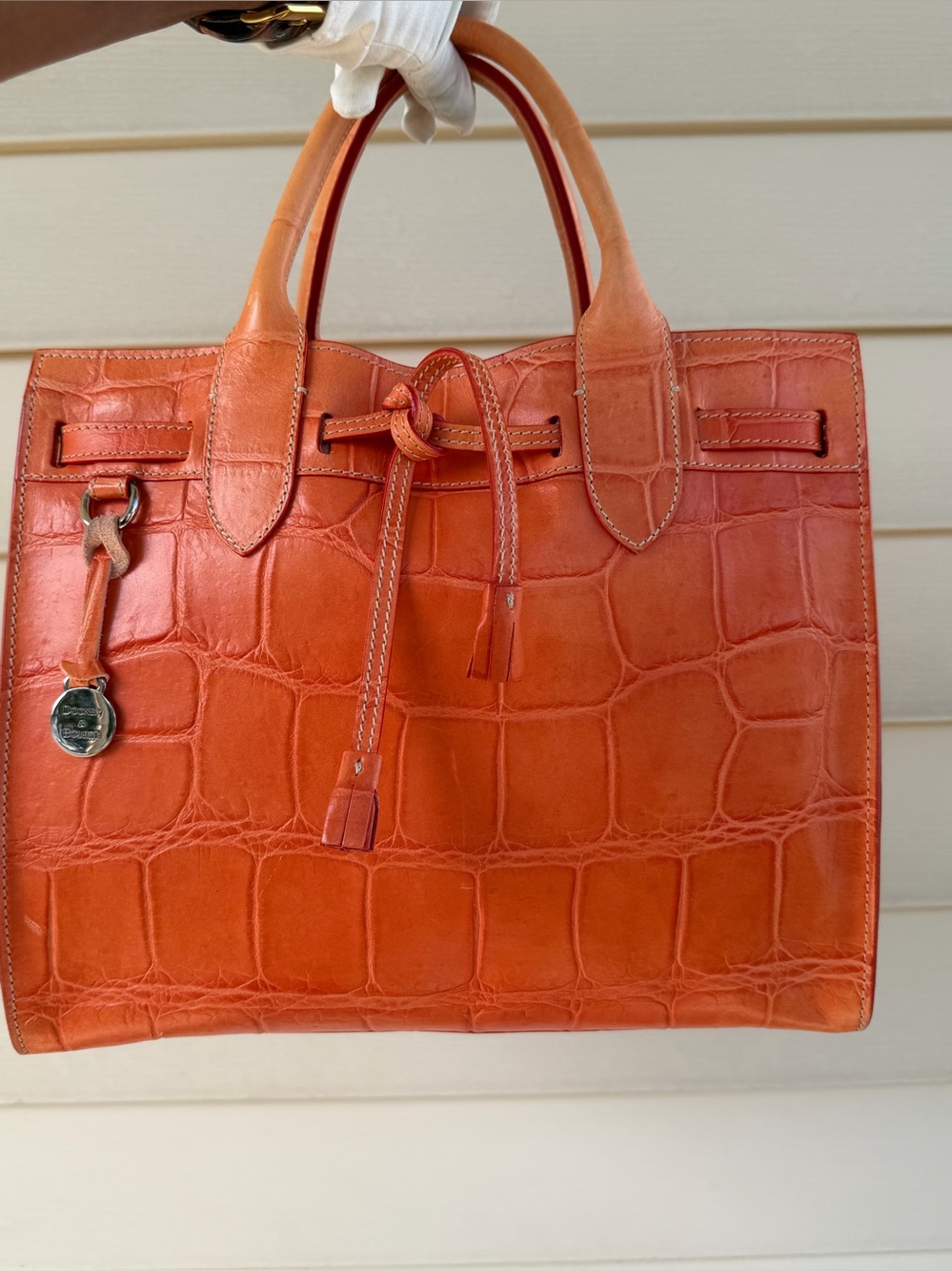 Dooney & Bourke Orange Crocodile Embossed EUC